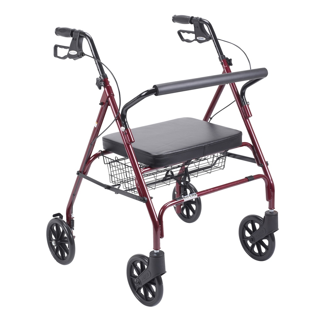 Heavy Duty Bariatric Rollator Rolling Walker with Large Padded Seat (RED)_image_11