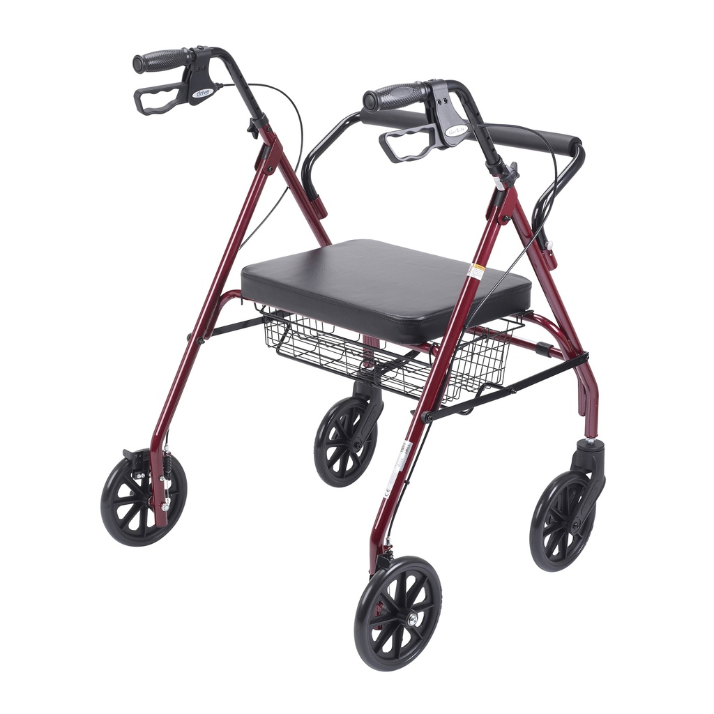 Heavy Duty Bariatric Rollator Rolling Walker with Large Padded Seat (RED)_image_12
