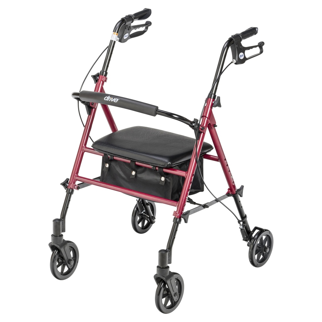 Adjustable Height Rollator Rolling Walker with 6" Wheels (RED)_image_11