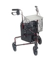3 Wheel Rollator Rolling Walker with Basket Tray and Pouch (Flame Red)_image_11