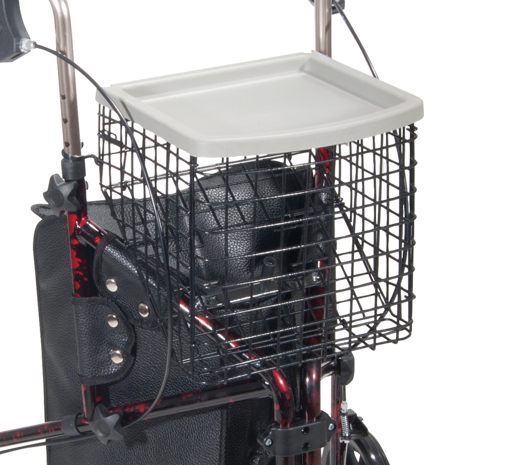 3 Wheel Rollator Rolling Walker with Basket Tray and Pouch (Flame Red)_image_12