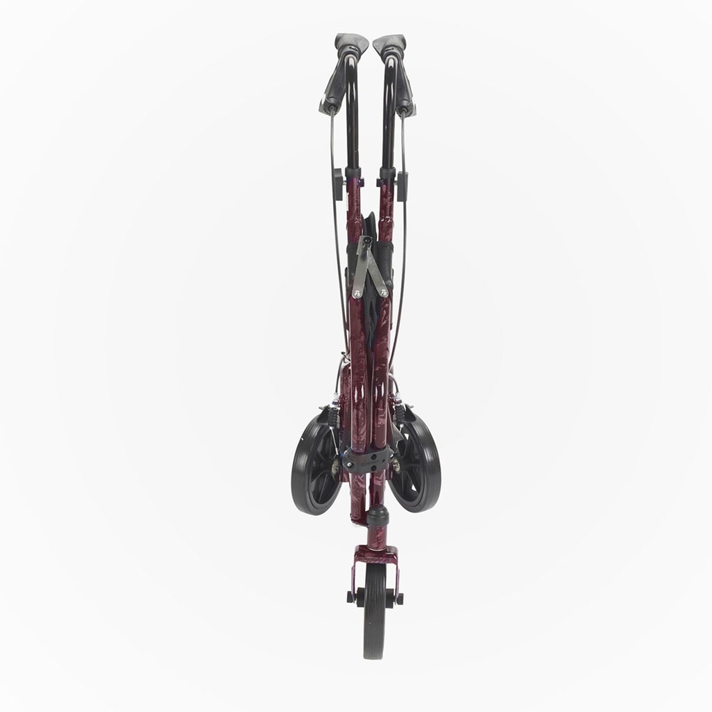 3 Wheel Rollator Rolling Walker with Basket Tray and Pouch (Flame Red)_image_14