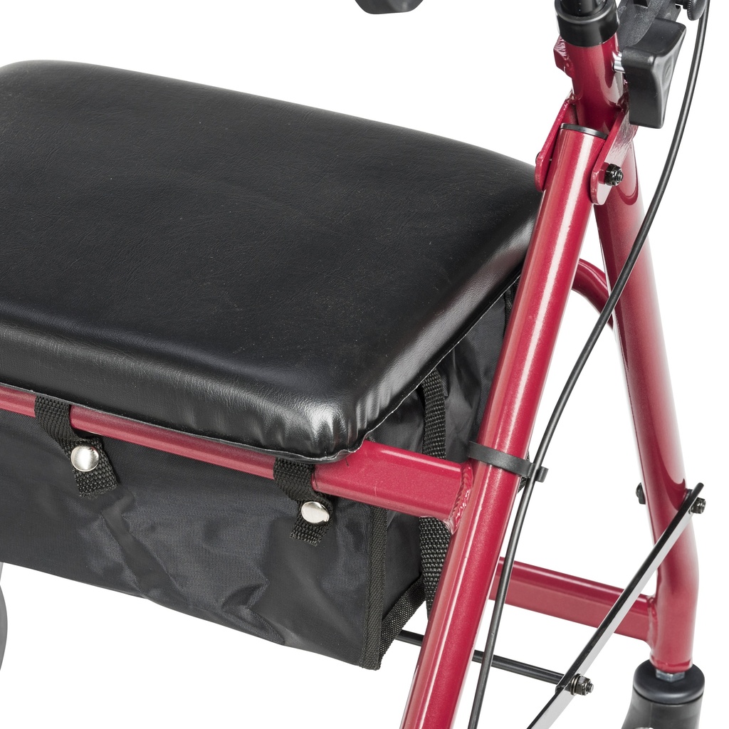 Rollator Rolling Walker with 6" Wheels, Fold Up Removable Back Support and Padded Seat (RED)_image_16