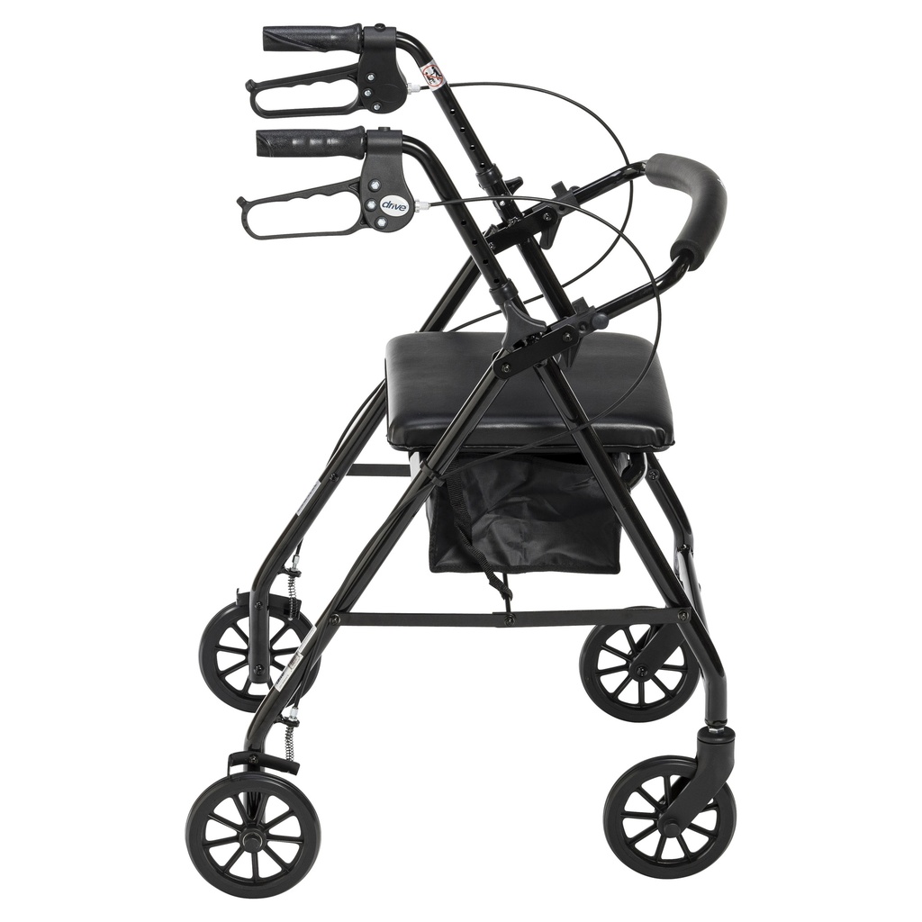 Rollator Rolling Walker with 6" Wheels, Fold Up Removable Back Support and Padded Seat (BLACK)_image_13
