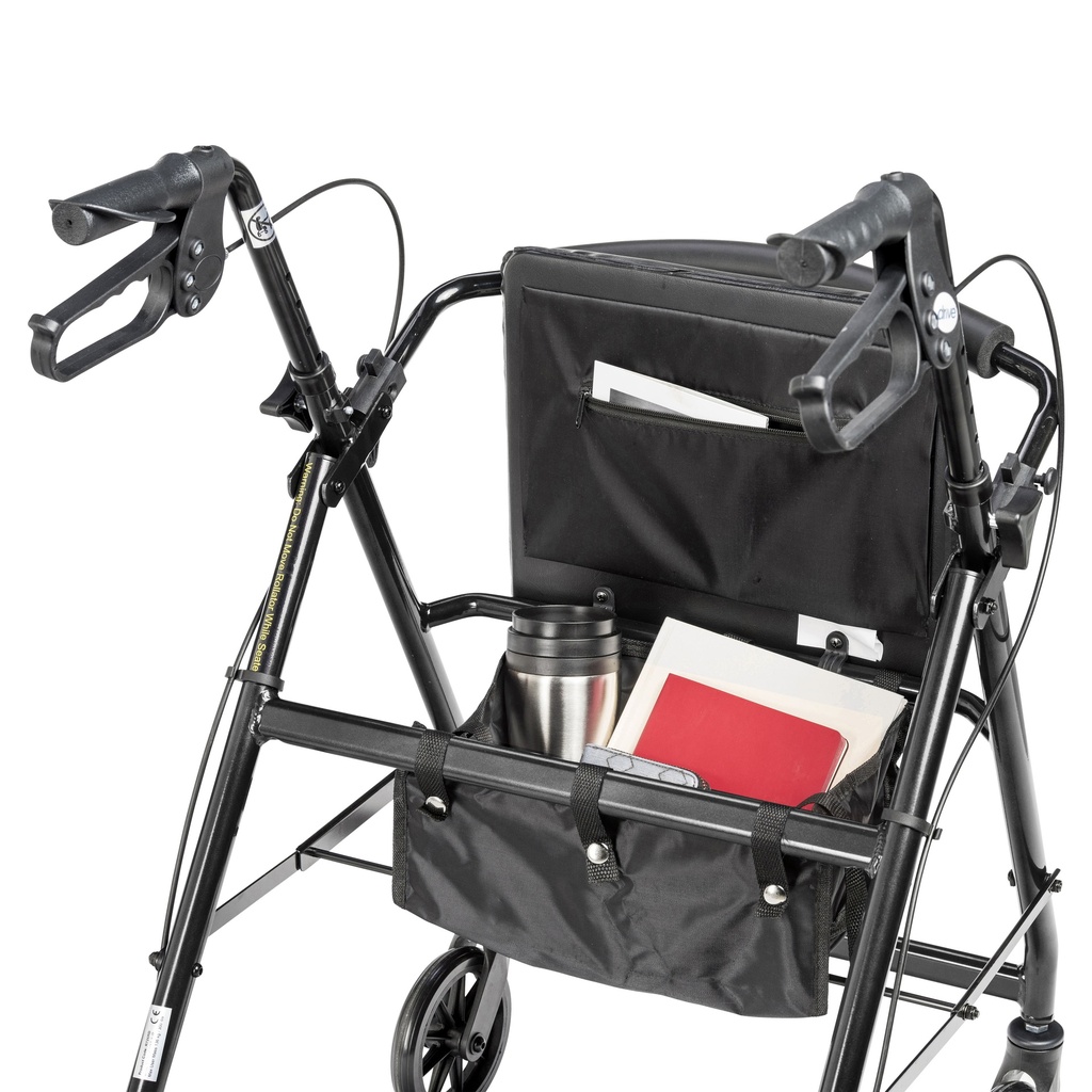 Rollator Rolling Walker with 6" Wheels, Fold Up Removable Back Support and Padded Seat (BLACK)_image_16