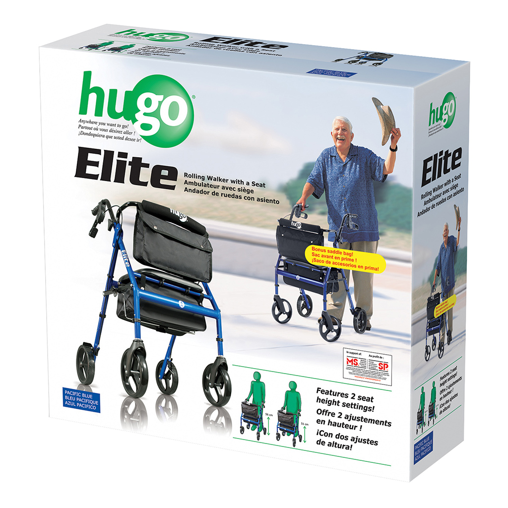 Elite Rollator Rolling Walker with Seat, Backrest and Saddle Bag (Garnet Red)_image_11