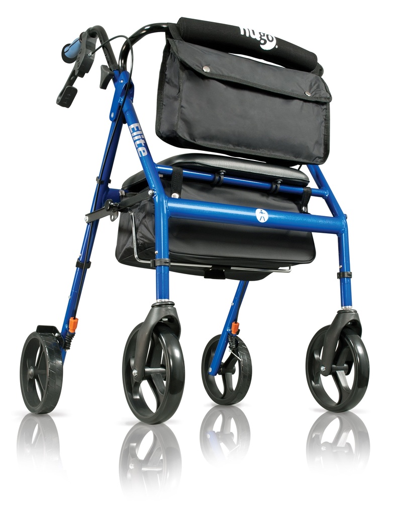 Elite Rollator Rolling Walker with Seat, Backrest and Saddle Bag (Garnet Red)_image_13