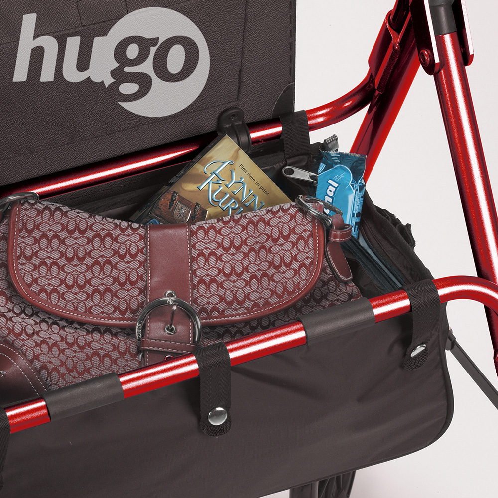 Elite Rollator Rolling Walker with Seat, Backrest and Saddle Bag (Garnet Red)_image_14