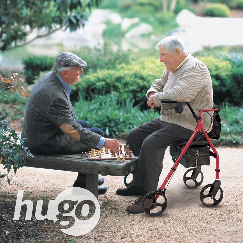 Elite Rollator Rolling Walker with Seat, Backrest and Saddle Bag (Garnet Red)_image_15