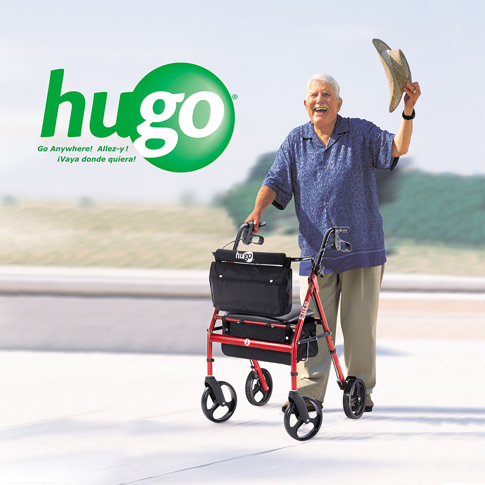 Elite Rollator Rolling Walker with Seat, Backrest and Saddle Bag (Garnet Red)_image_17