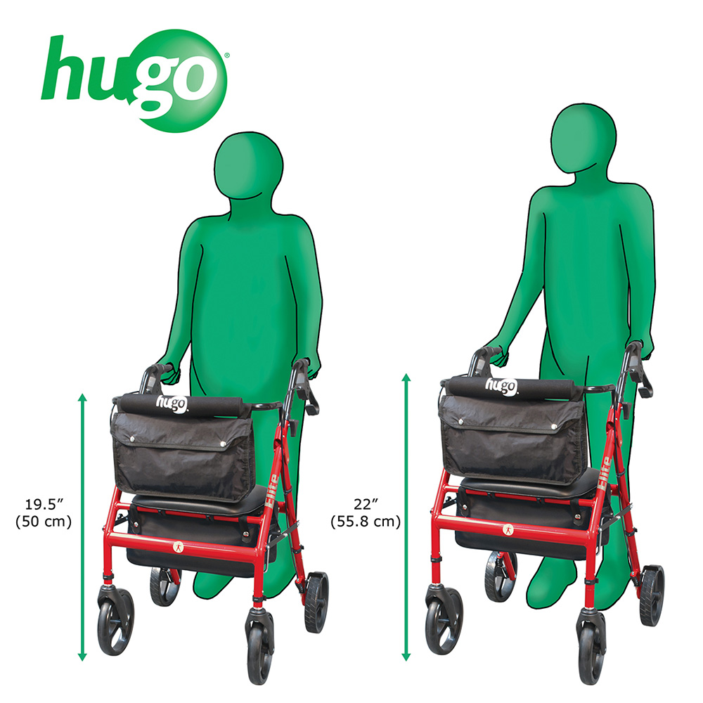 Elite Rollator Rolling Walker with Seat, Backrest and Saddle Bag (Garnet Red)_image_18