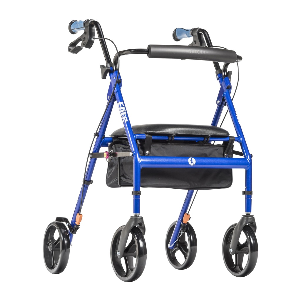Elite Rollator Rolling Walker with Seat, Backrest and Saddle Bag (BLUE)_image_11