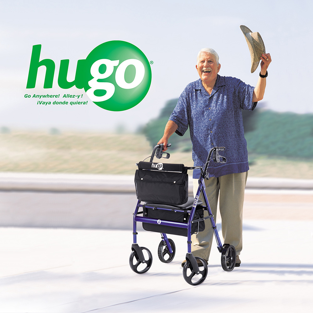 Elite Rollator Rolling Walker with Seat, Backrest and Saddle Bag (BLUE)_image_15