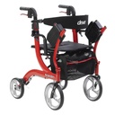 Nitro Duet Dual Function Transport Wheelchair and Rollator Rolling Walker, Red_image_12