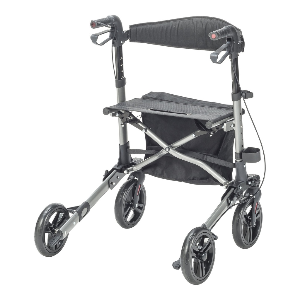 Compact Folding Rollator Rolling Walker, Grey/Black_image_12