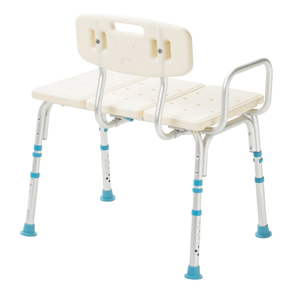 Adjustable Bath and Shower Transfer Bench with Reversible Backrest, Off White_image_11