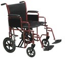 Bariatric Heavy Duty Transport Wheelchair with Swing Away Footrest (RED, 20" Seat)_image_11