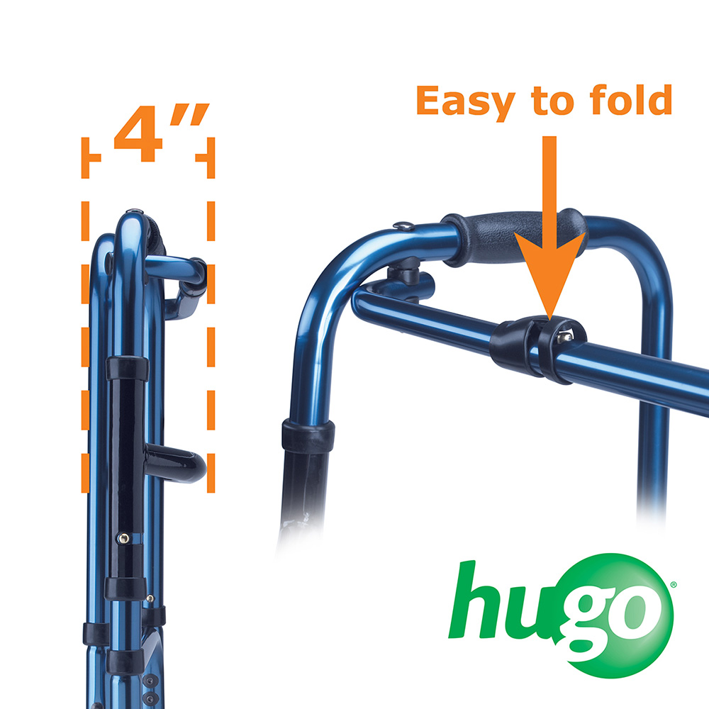 Adjustable Folding Walker With 5" Wheels and Plastic Glides, Sapphire Blue_image_11
