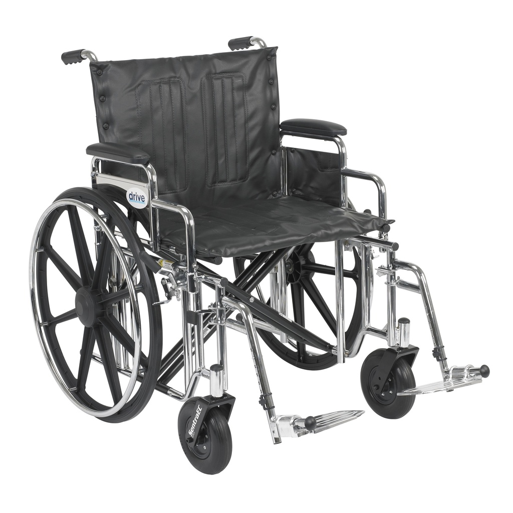 Sentra Extra Heavy Duty Wheelchair (Detachable Desk Arms and Swing away Footrests, 22" Seat)_image_11
