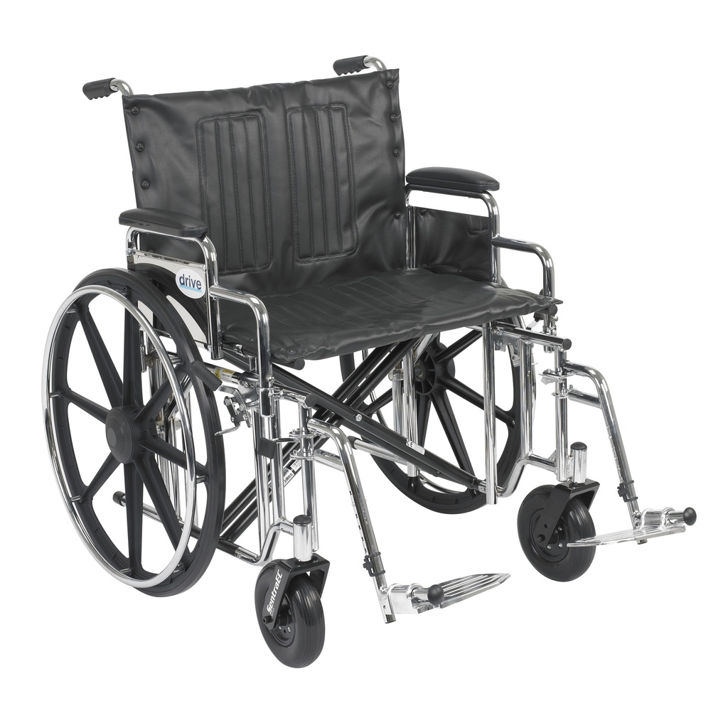 Sentra Extra Heavy Duty Wheelchair (Detachable Desk Arms and Swing away Footrests, 24" Seat)_image_11