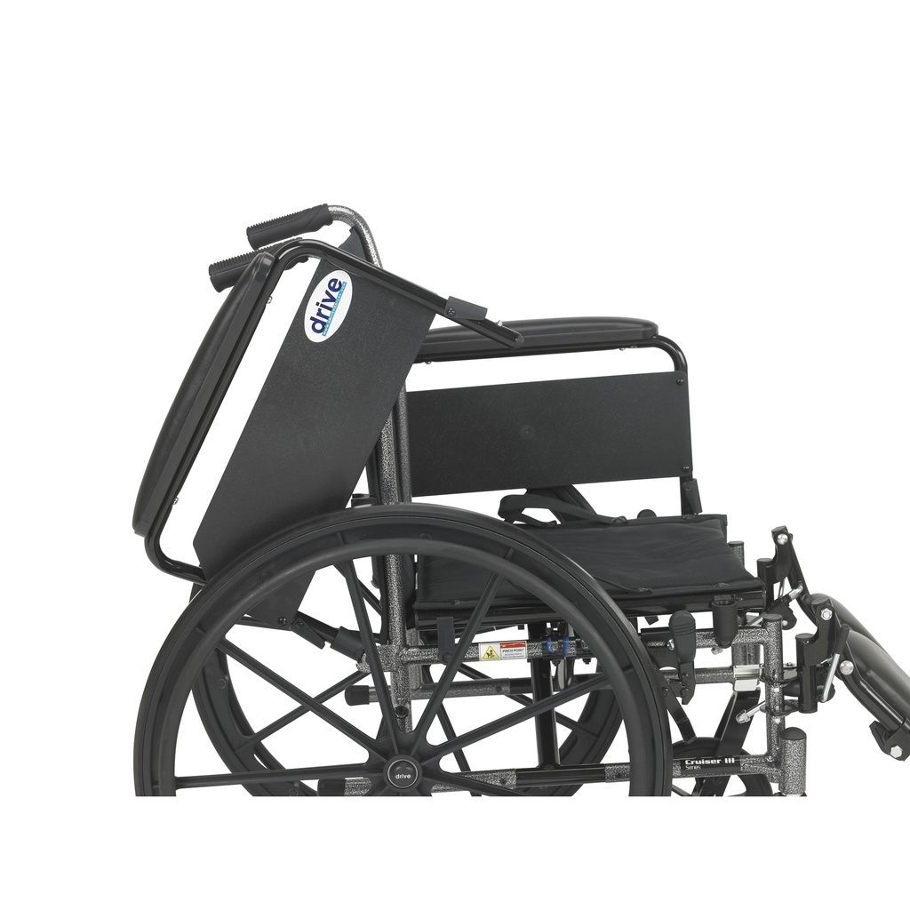 Cruiser III Light Weight Wheelchair with Flip Back Removable Arms (Flip Back Removable Full Arms and Elevating Leg Rests, 16" Seat)_image_13
