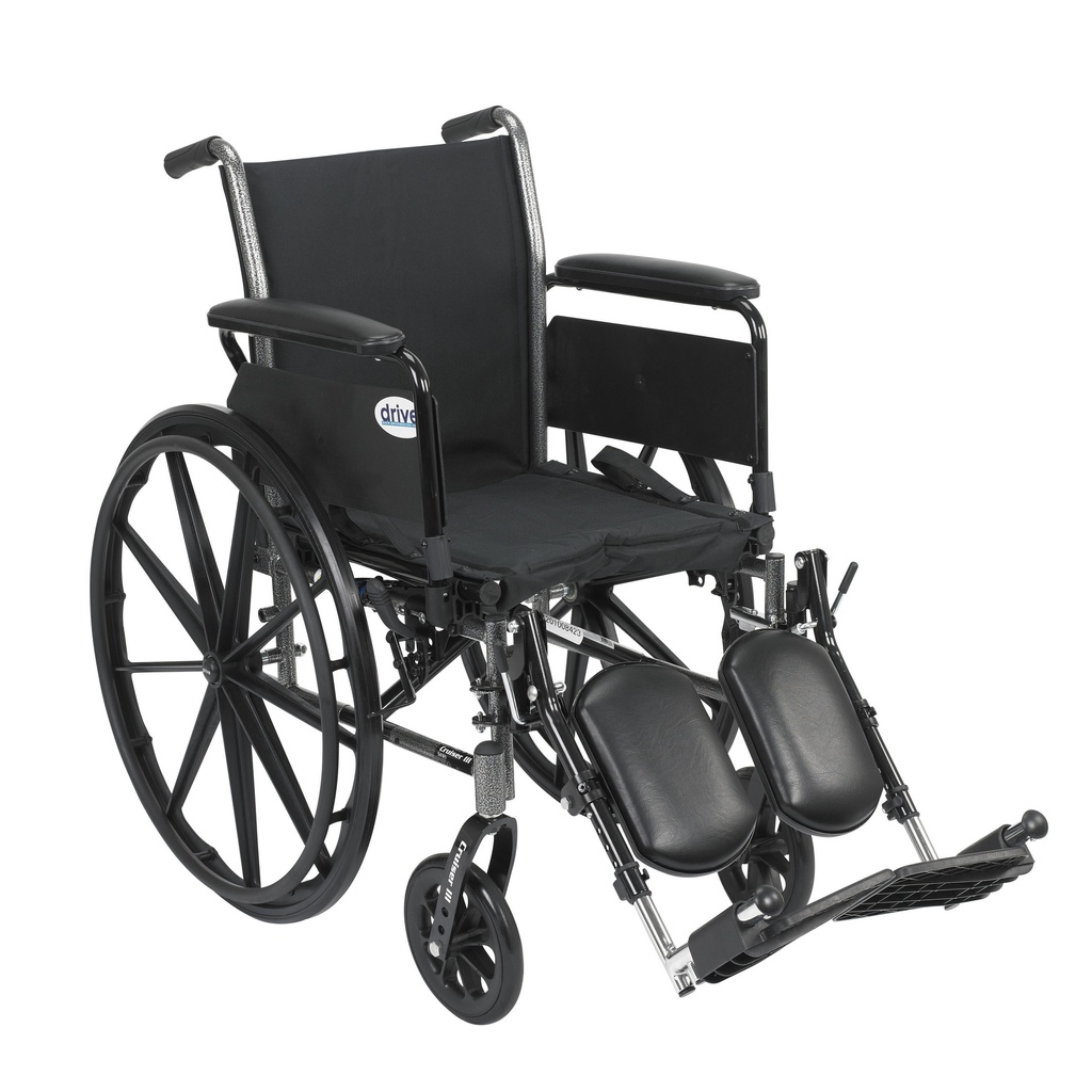 Cruiser III Light Weight Wheelchair with Flip Back Removable Arms (Flip Back Removable Full Arms and Elevating Leg Rests, 20" Seat)_image_11