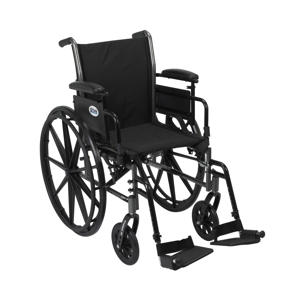 Cruiser III Light Weight Wheelchair with Flip Back Removable Arms (Flip Back Removable Adjustable Height Desk Arms and Swing away Footrests, 18" Seat)_image_11