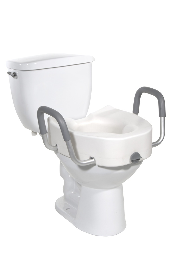 Premium Plastic Raised Toilet Seat with Lock and Padded Armrests, Elongated_image_12