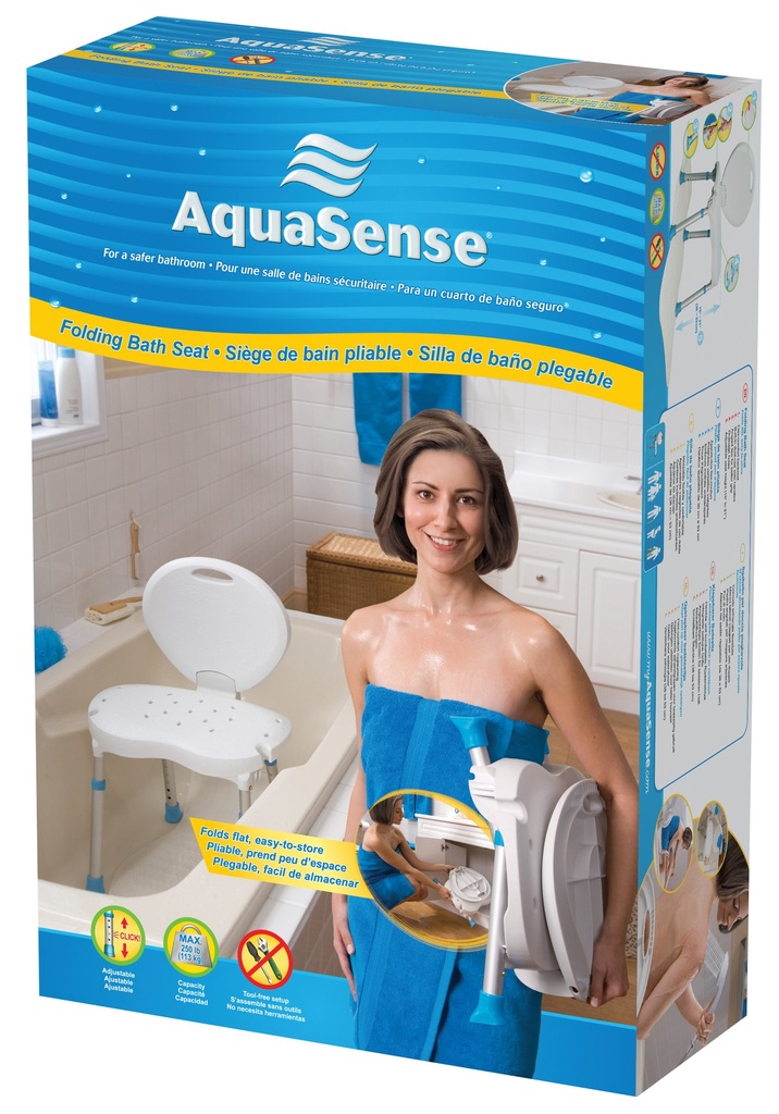 Folding Bath and Shower Chair with Non-Slip Seat and Backrest, White_image_18