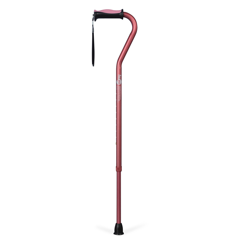 Adjustable Offset Handle Cane with Reflective Strap (Rose)_image_11