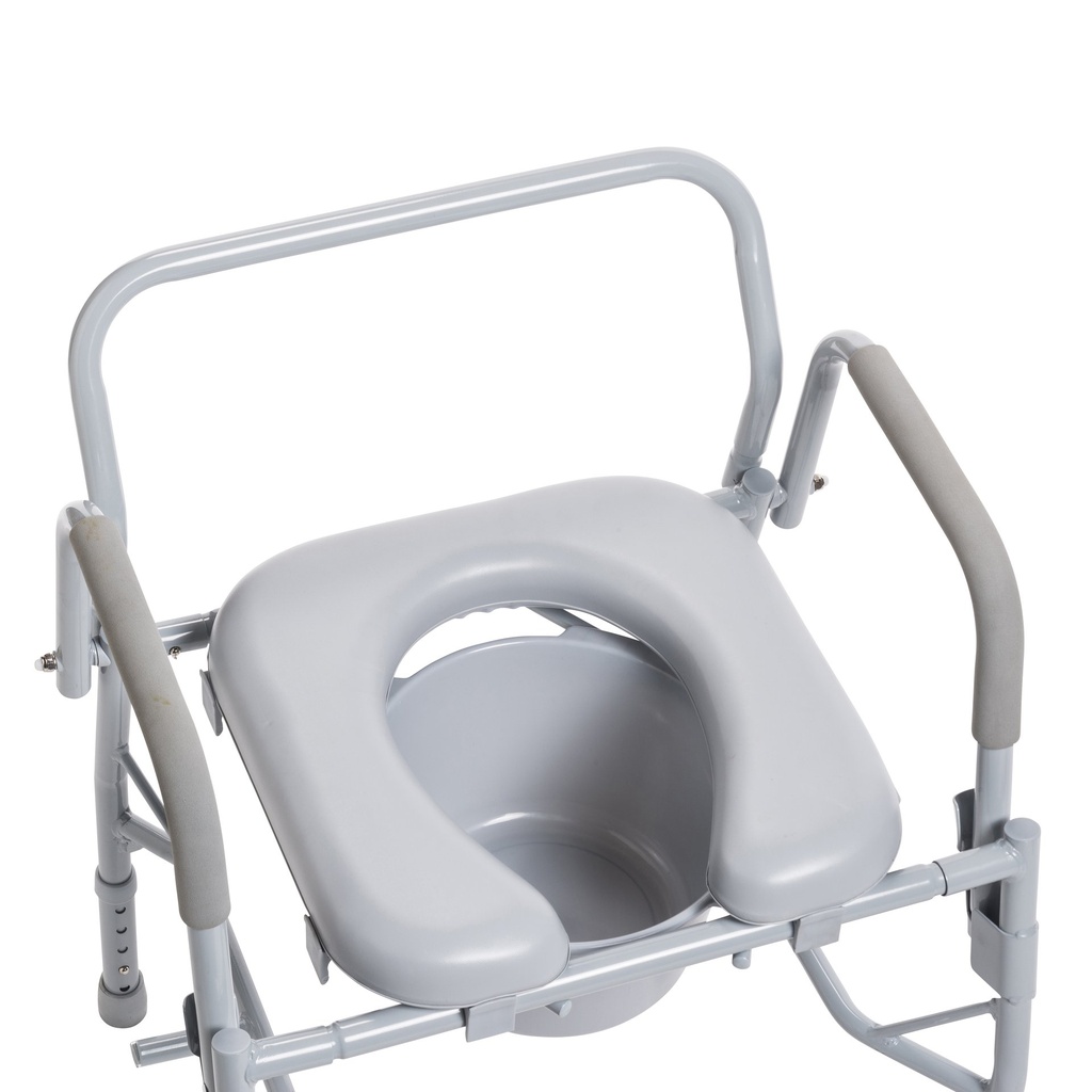 Steel Drop Arm Bedside Commode with Padded Seat & Arms_image_18