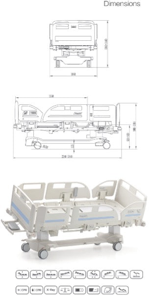High End Fully Electric hospital bed with 5 functions PKG with mattress and 4 PP split side rails with 2 controller rails & nurse assists controller (JJ1065)_gallery_21