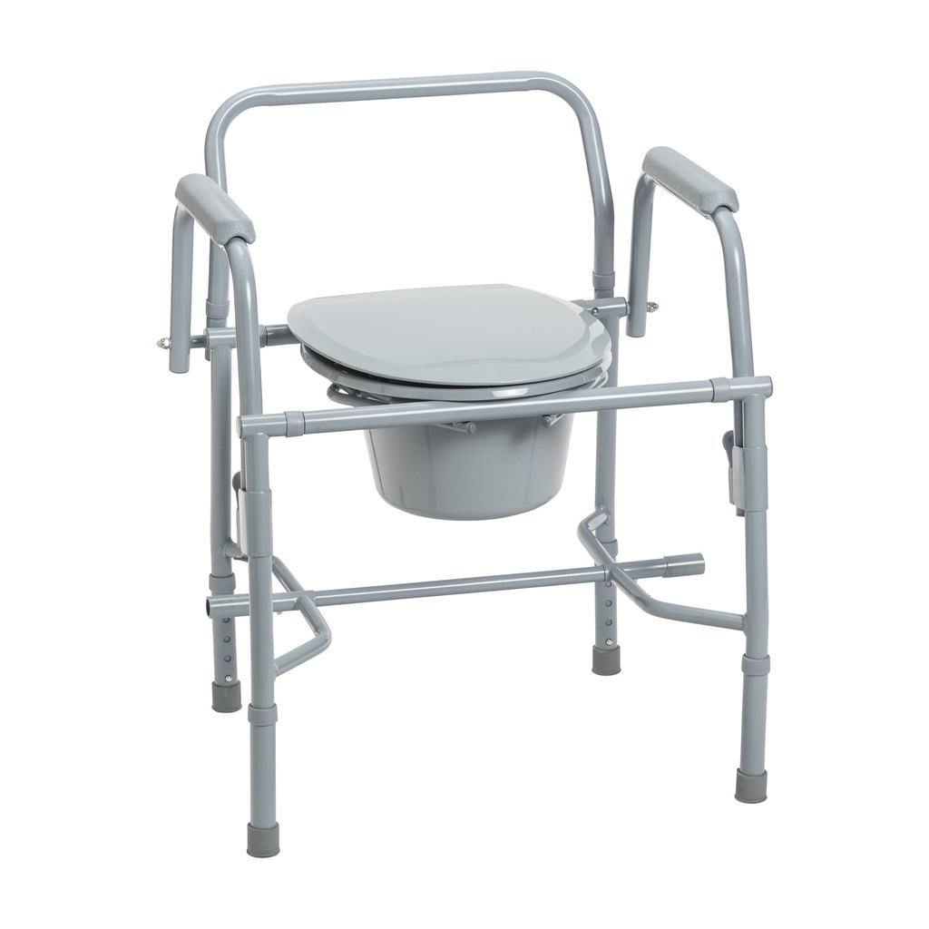 Steel Drop Arm Bedside Commode with Padded Arms_image_11