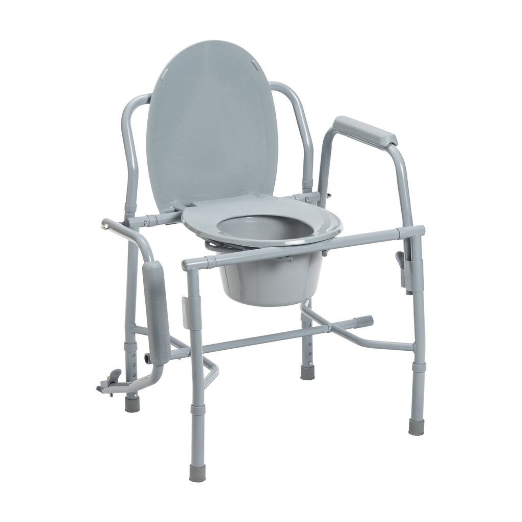 Steel Drop Arm Bedside Commode with Padded Arms_image_14