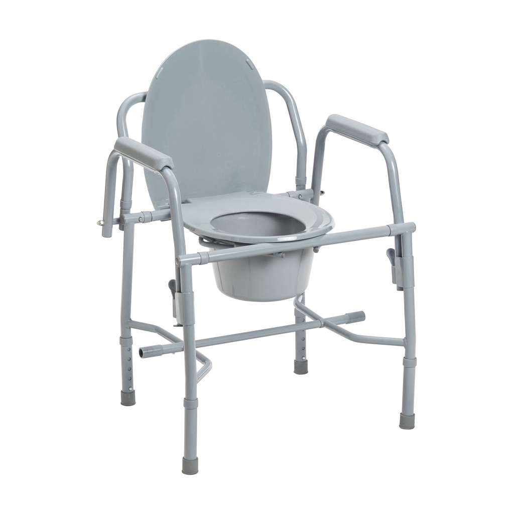 Steel Drop Arm Bedside Commode with Padded Arms_image_15