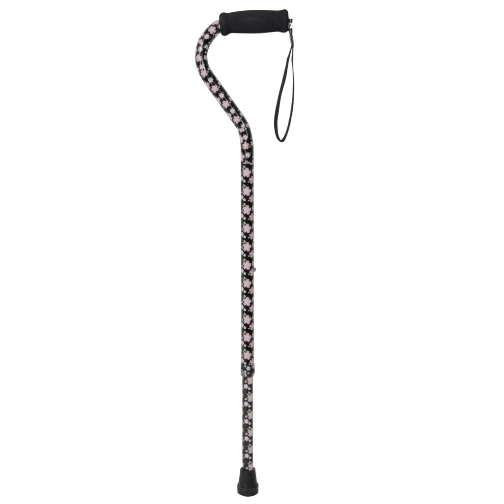 Foam Grip Offset Handle Walking Cane (BLACK)