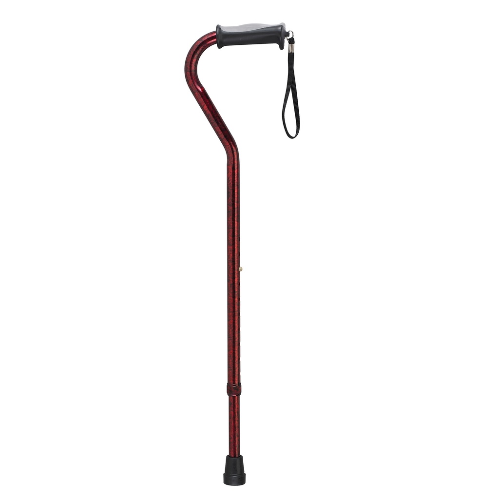 Adjustable Height Offset Handle Cane with Gel Hand Grip (BLACK)