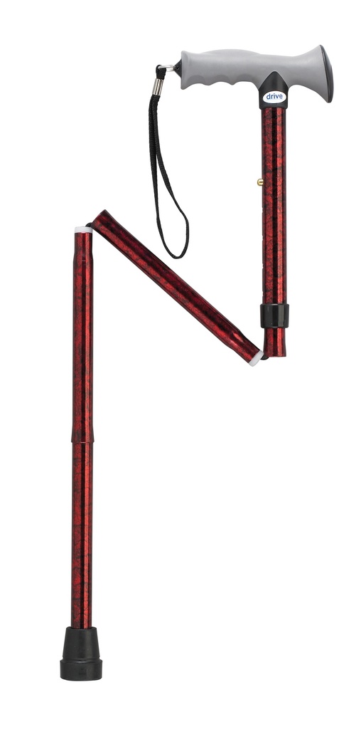 Adjustable Lightweight Folding Cane with Gel Hand Grip (BLACK)