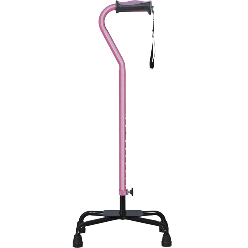 Adjustable Quad Cane for Right or Left Hand Use, Large Base (Ebony)