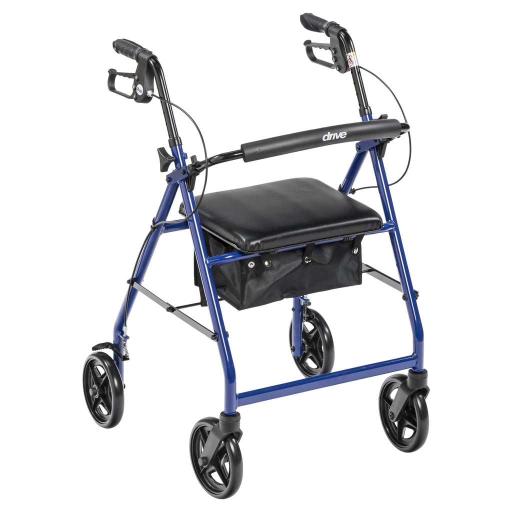Aluminum Rollator Rolling Walker with Fold Up and Removable Back Support and Padded Seat (BLUE)