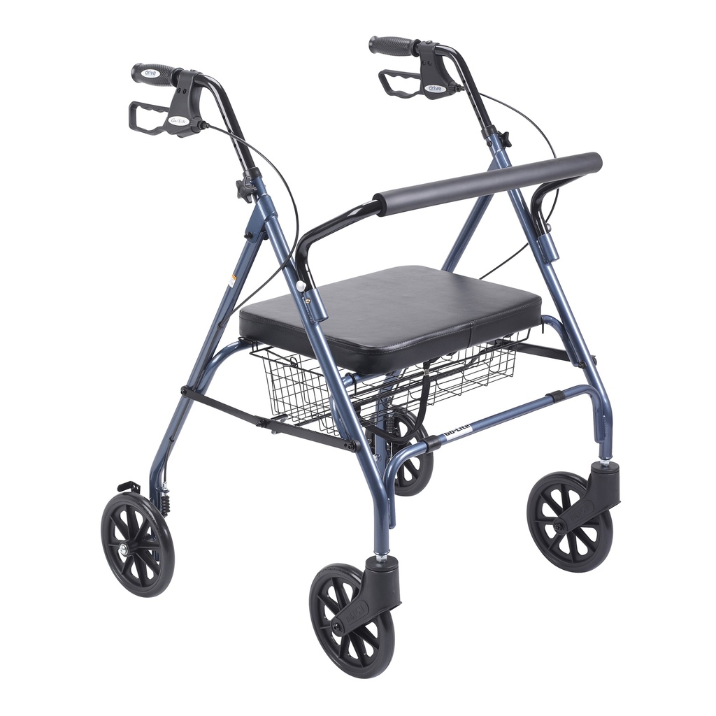 Heavy Duty Bariatric Rollator Rolling Walker with Large Padded Seat (BLUE)