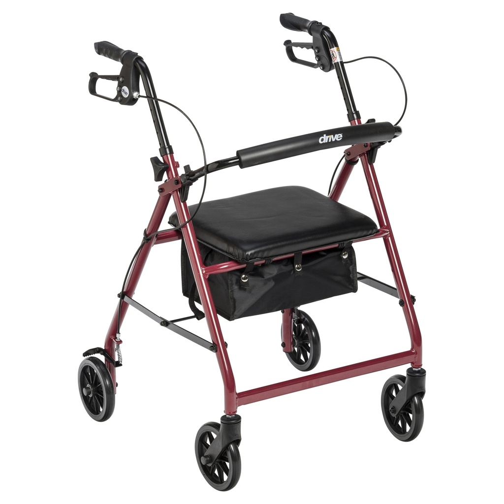 Rollator Rolling Walker with 6" Wheels, Fold Up Removable Back Support and Padded Seat (BLACK)
