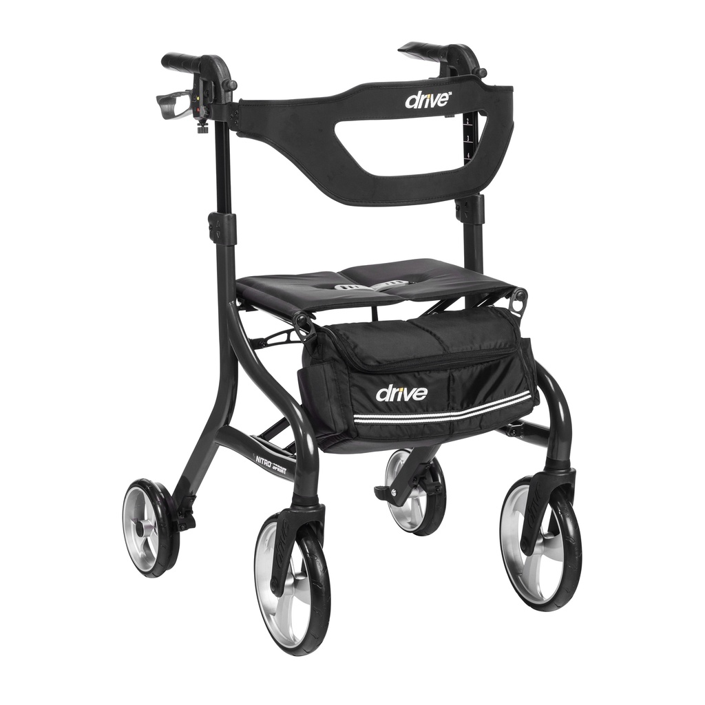 Nitro Sprint Rollator Rolling Walker, Tall (BLACK)