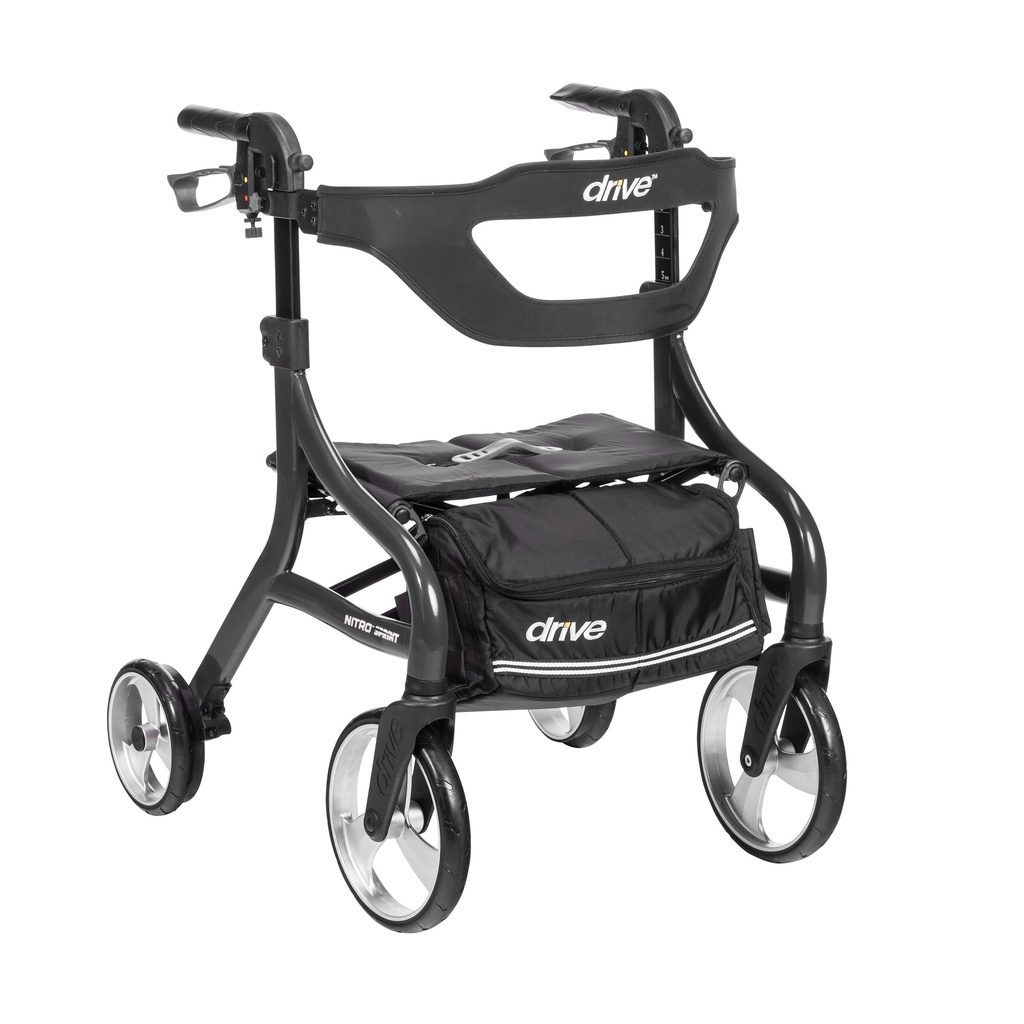 Nitro Sprint Rollator Rolling Walker, Hemi Height (BLACK)