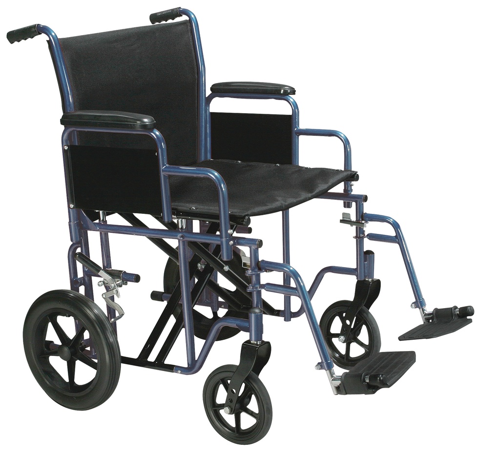 Bariatric Heavy Duty Transport Wheelchair with Swing Away Footrest (BLUE, 22" Seat)