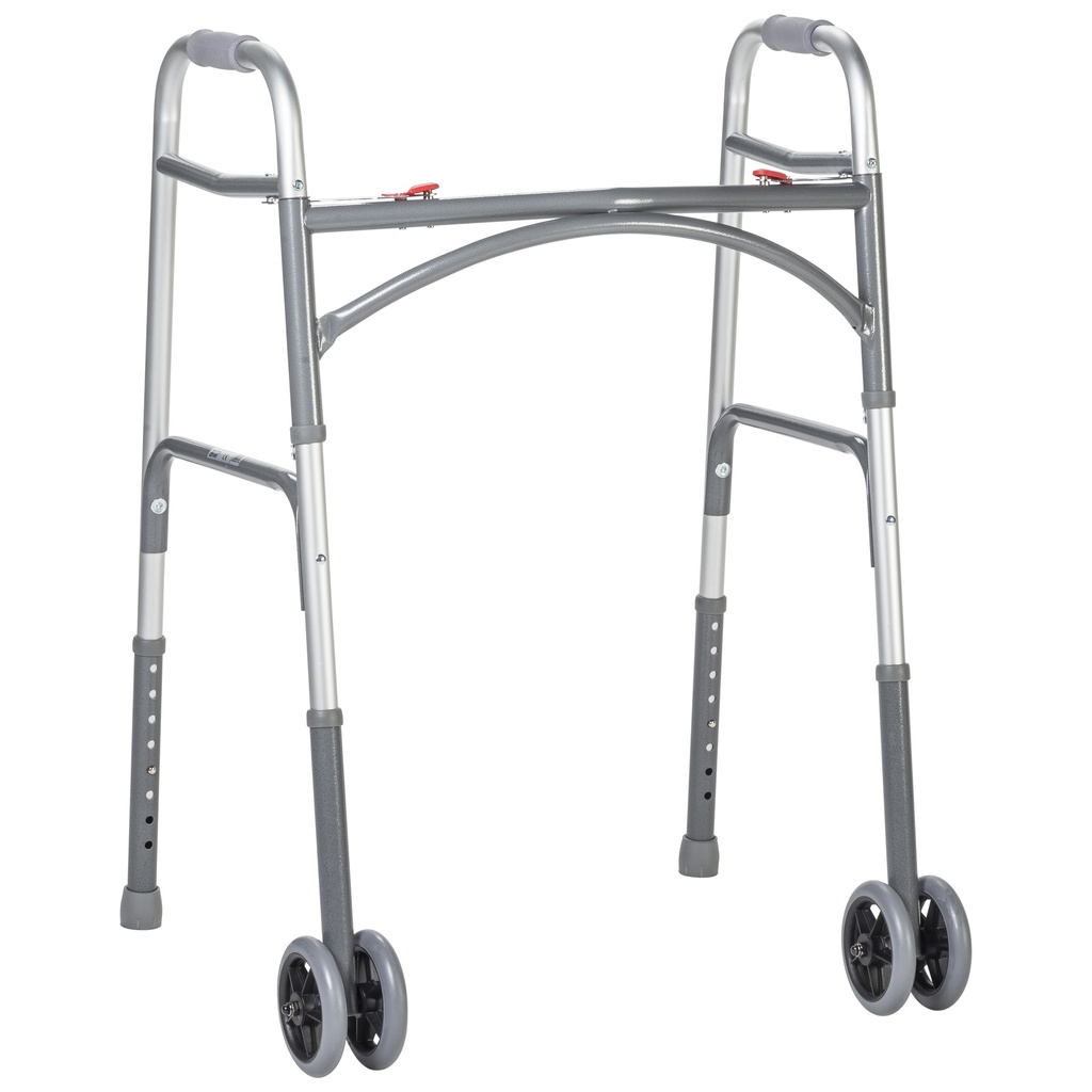 Heavy Duty Bariatric Two Button Walker with Wheels