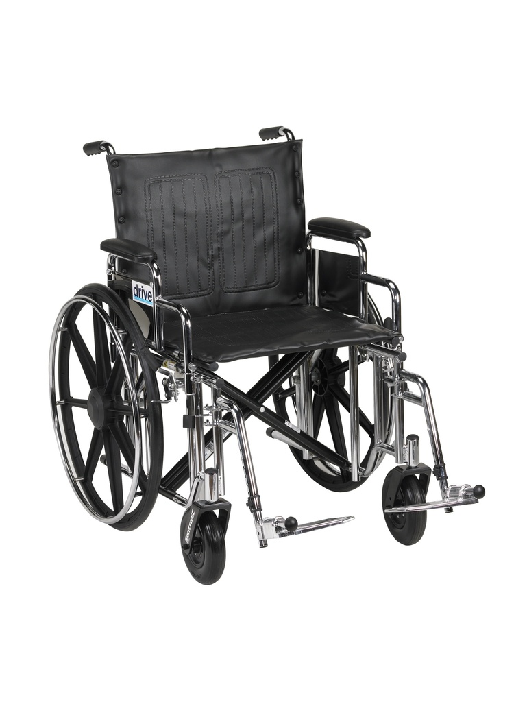 Sentra Extra Heavy Duty Wheelchair (Detachable Desk Arms and Swing away Footrests, 22" Seat)