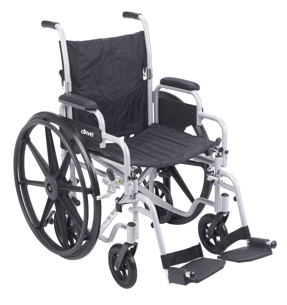 Poly Fly Light Weight Transport Chair Wheelchair with Swing away Footrest (20" Seat Size)