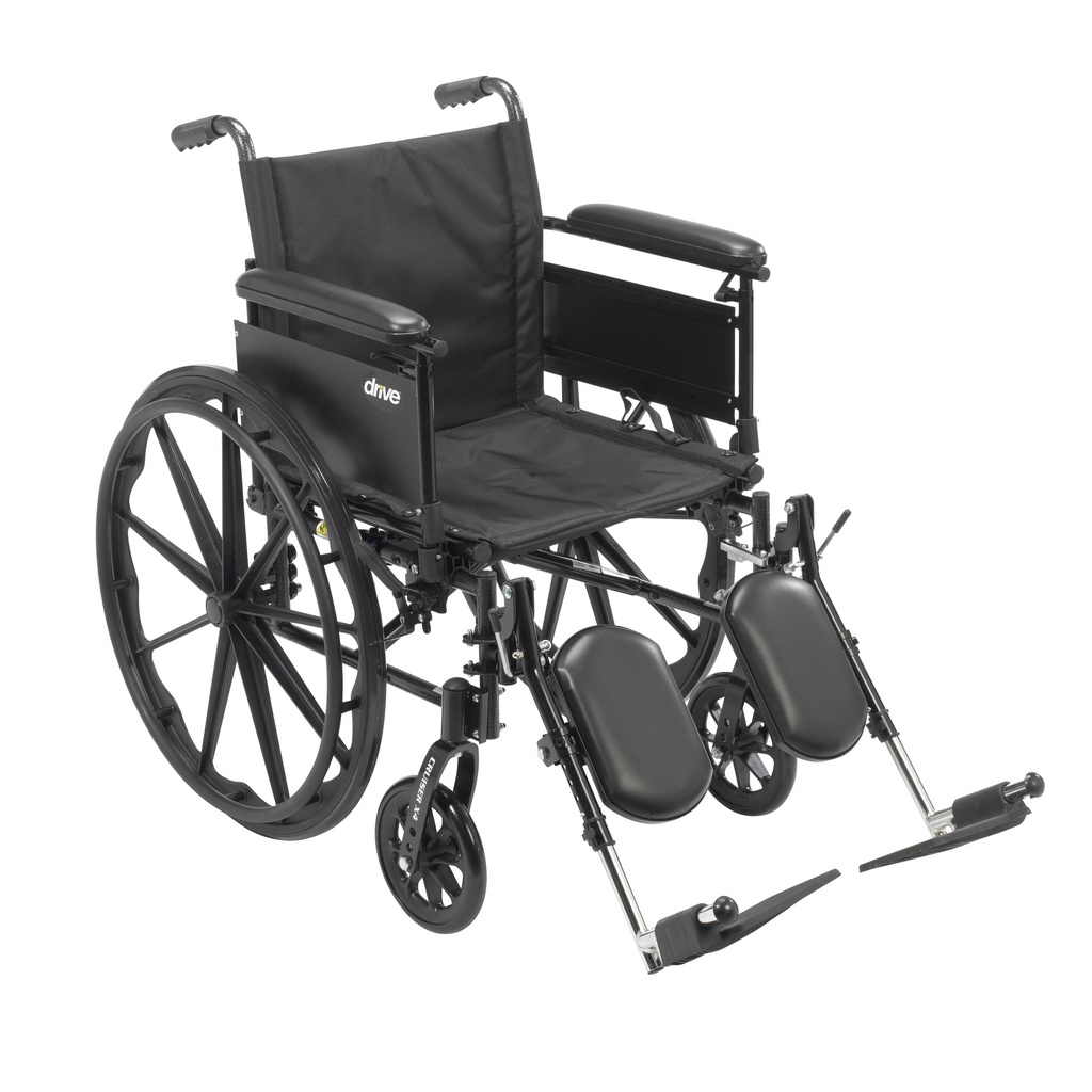 Cruiser X4 Lightweight Dual Axle Wheelchair with Adjustable Detatchable Arms (Full Arms, 20" Seat)