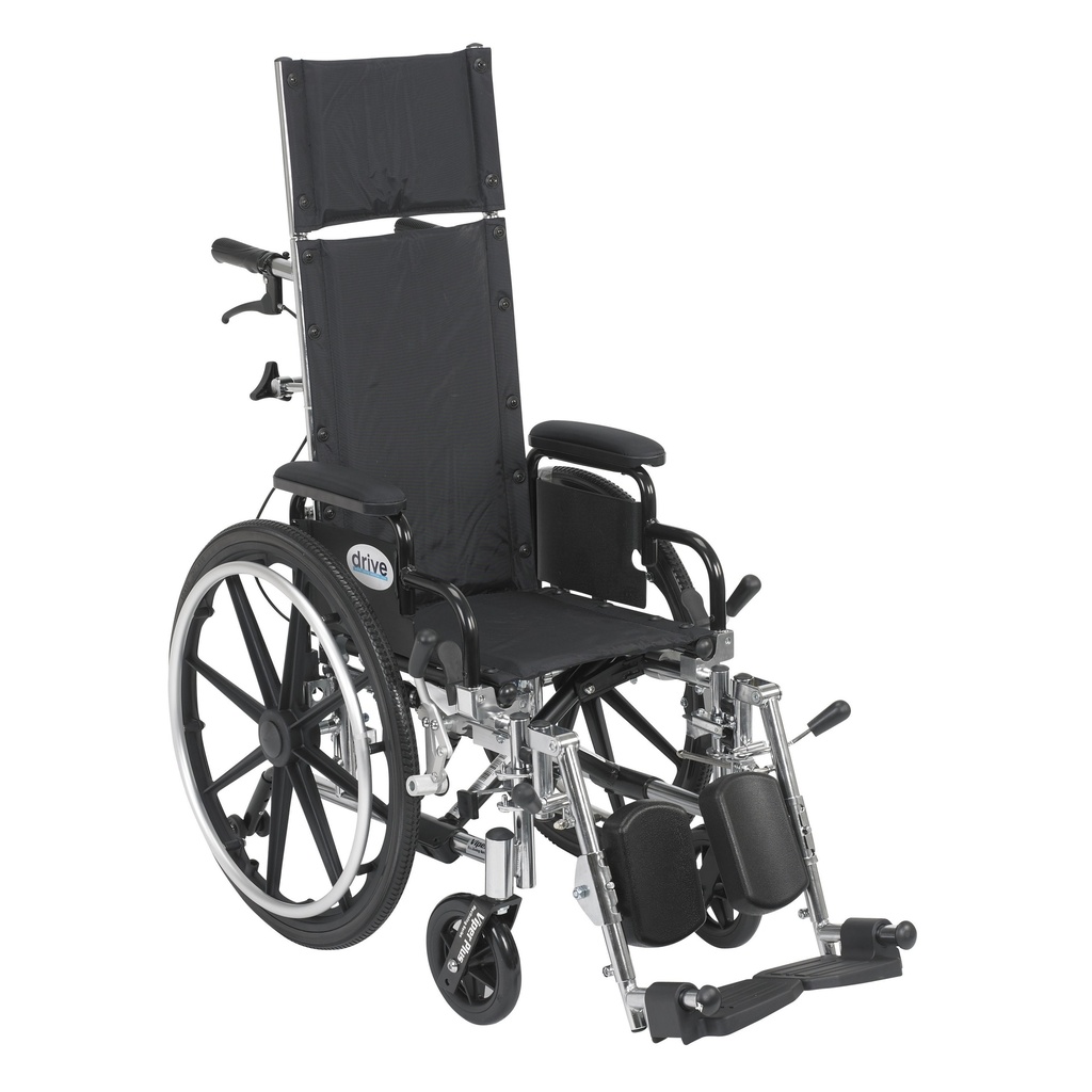 Viper Plus Light Weight Reclining Wheelchair with Elevating Leg rest and Flip Back Detachable Arms (14" Seat)